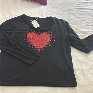 Black Heart Print Women's Top
